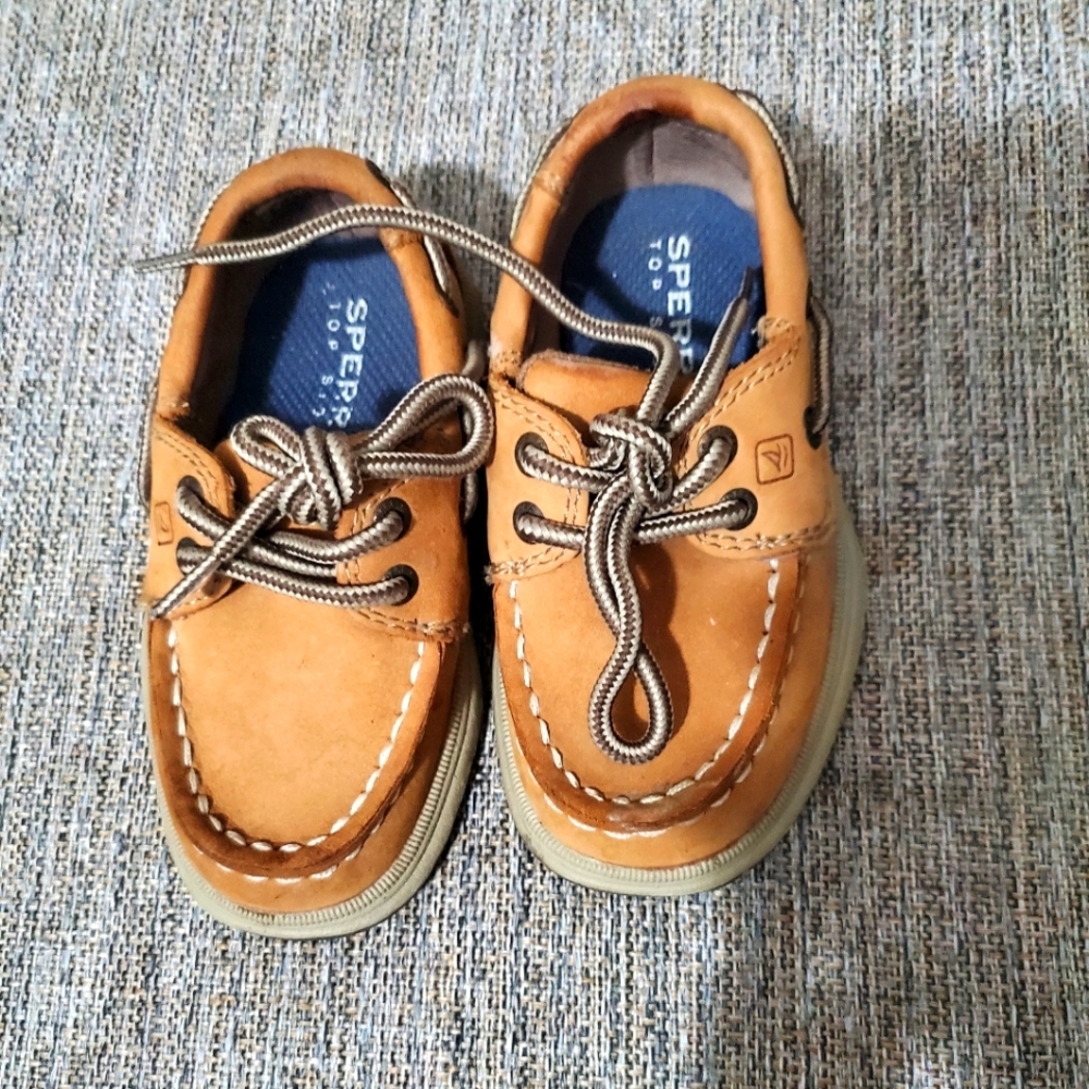 SPERRY TODDLER LANYARD BOAT SHOE - TAN